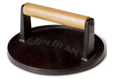Load image into Gallery viewer, Jim Beam JB0158 Black Cast Iron Burger Press - 7&#39;&#39; Heavy Duty Burger Press with Solid Wood Handle
